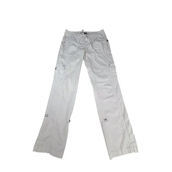 INC White Cargo Utility Pants Bling Buttons Zip Front Drawstring Waist - Picture 6 of 16